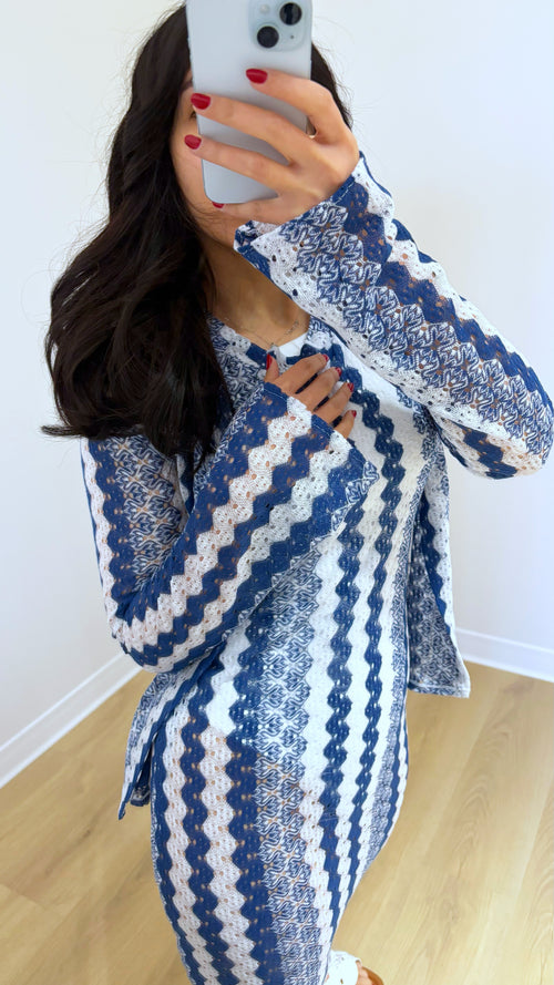 Medi blue dress with cardigan