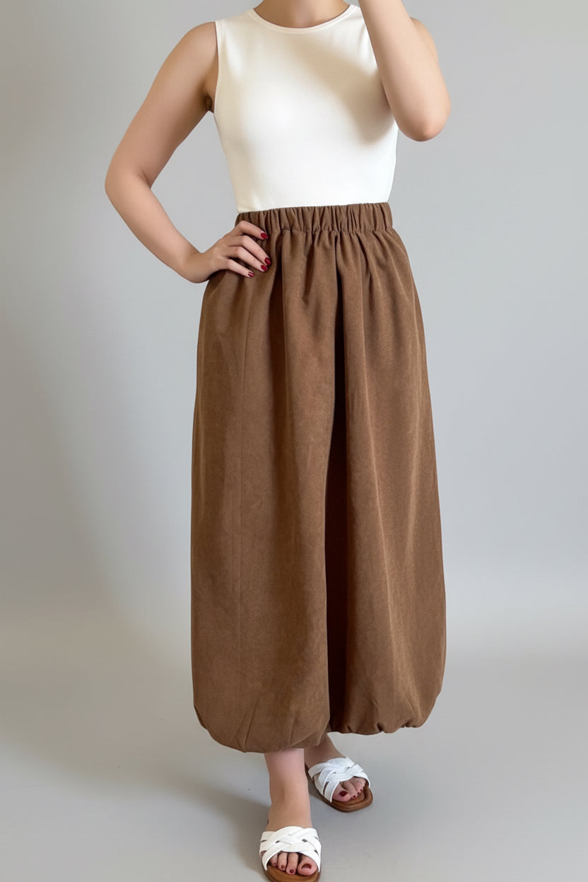 Suede set Vest & Midi Skirt Set