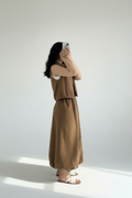 Suede set Vest & Midi Skirt Set